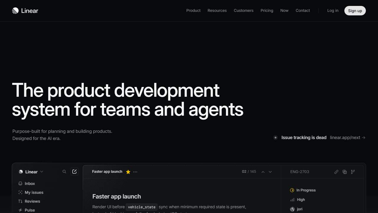 Screenshot capture of linear.app