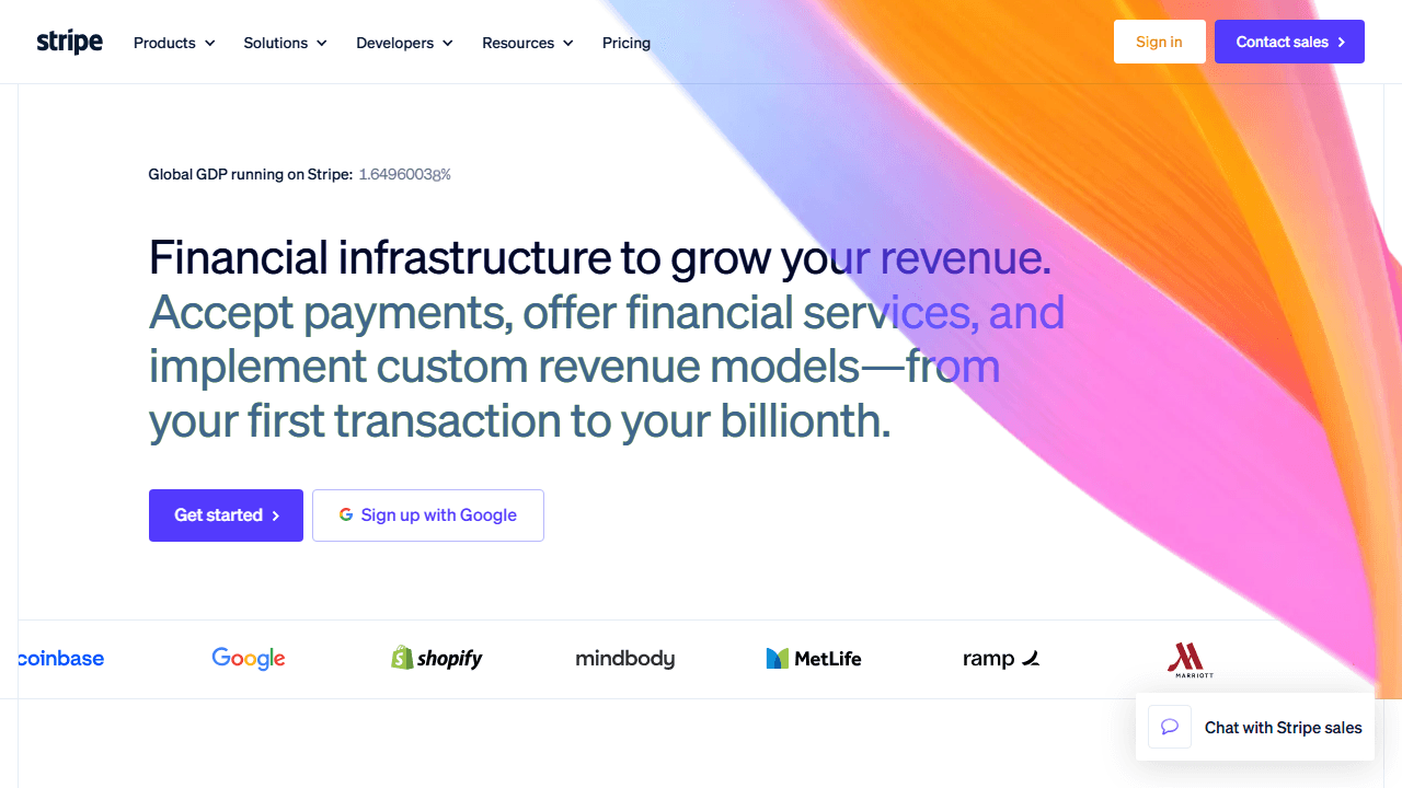 Screenshot capture of stripe.com